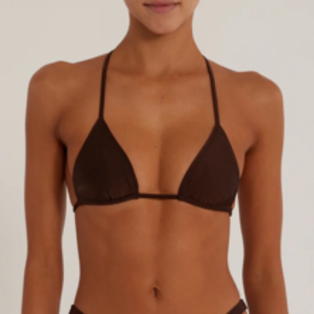 Same Triangle Top Chocolate Brown Bikini Top Same LA Swim NEW NWT XS